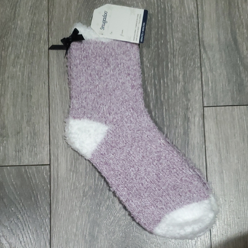 Plush Lavender & White Cozy Crew Socks
